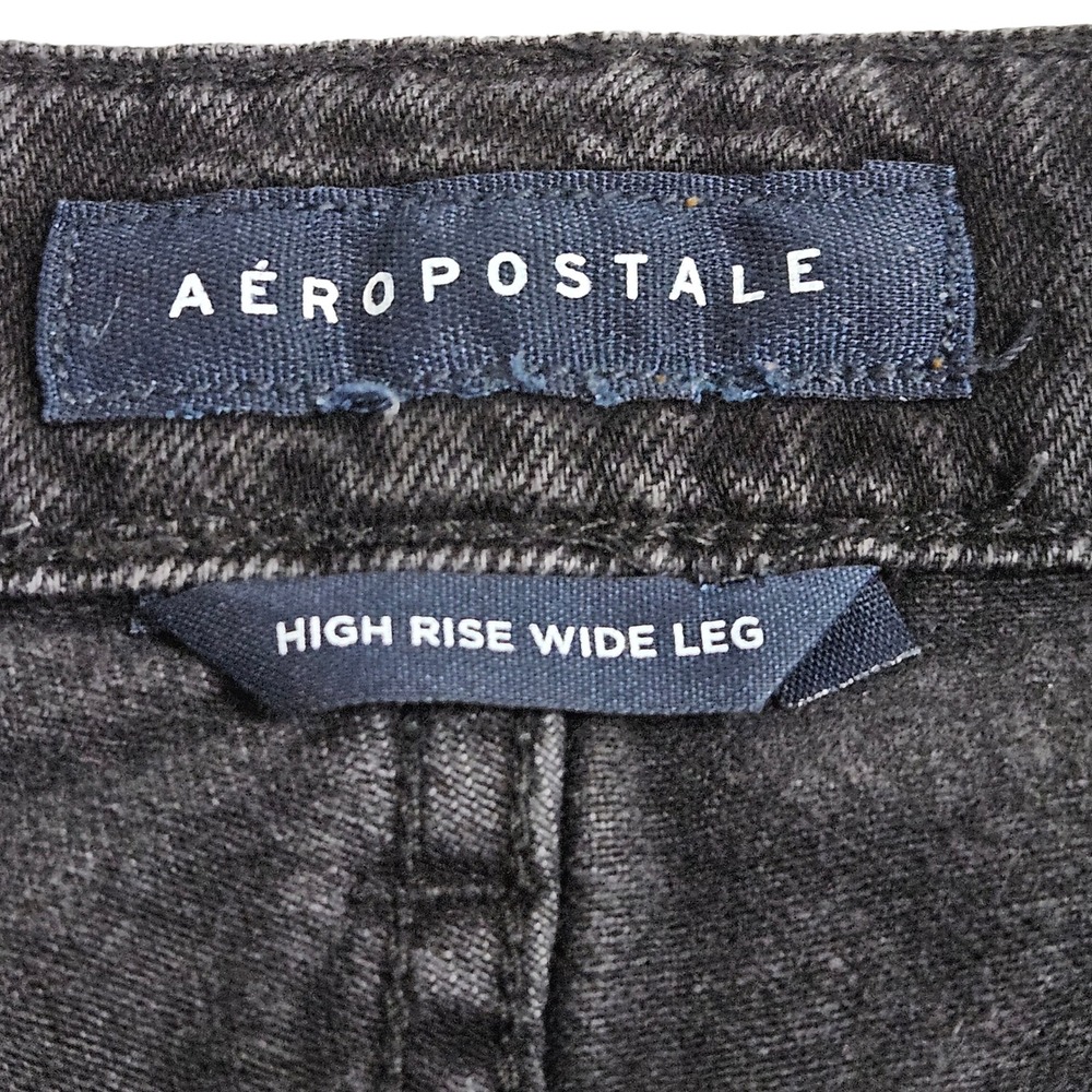 Aeropostale High Rise Wide Leg Black Cargo Goth Y2K Style Utility Jean Skater 8 - Picture 6 of 12
